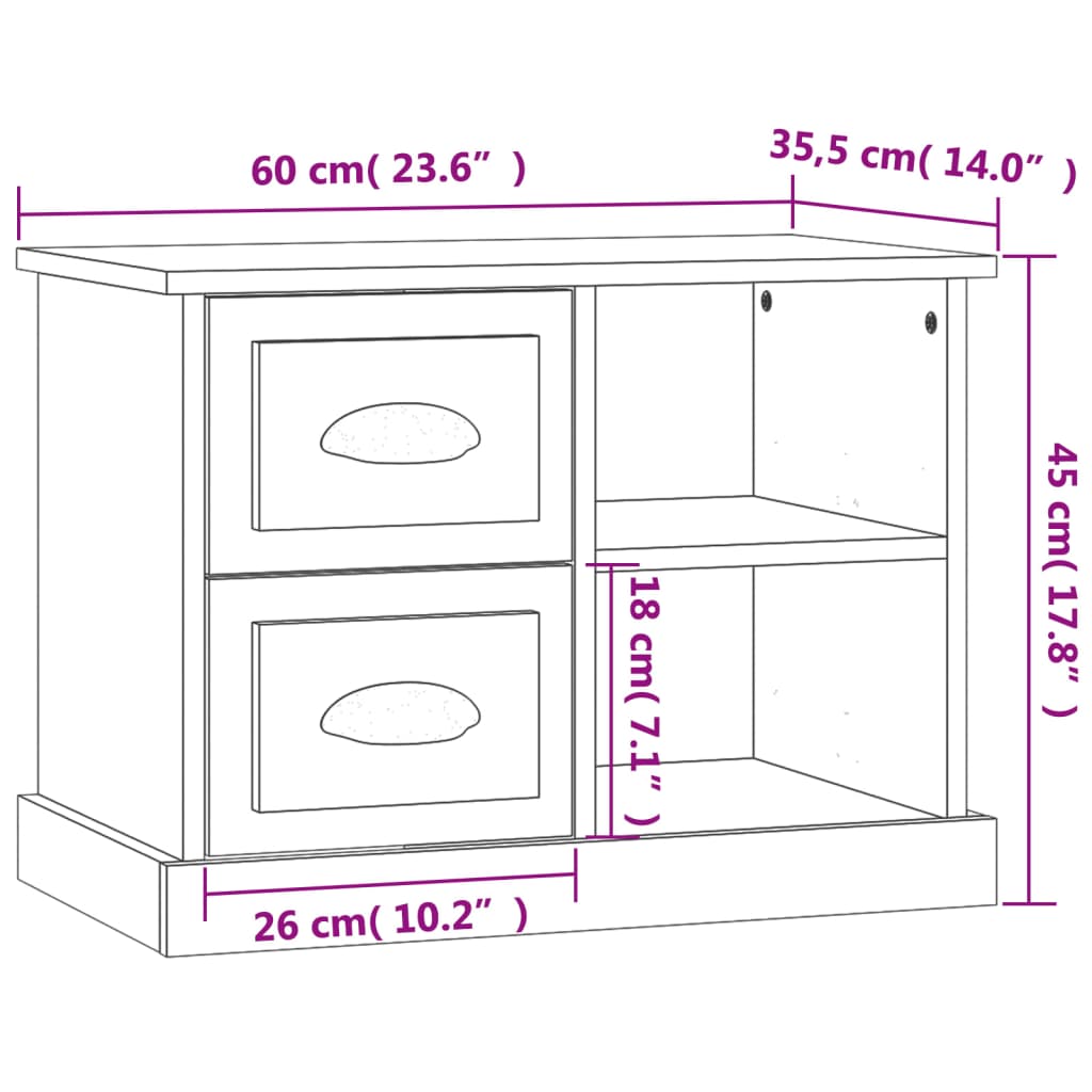 vidaXL Bedside Cabinet Smoked Oak 60x35,5x45 cm