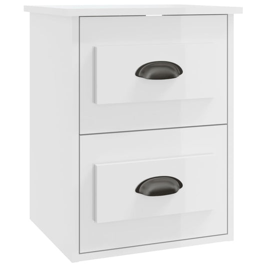 vidaXL Wall-mounted Bedside Cabinet High Gloss White 41.5x36x53cm
