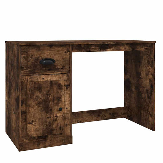 vidaXL Desk with Drawer Smoked Oak 115x50x75 cm Engineered Wood