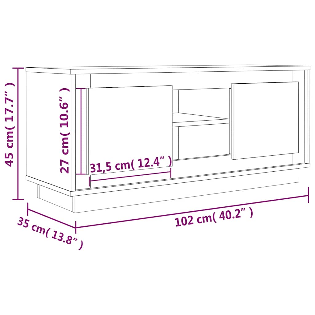 vidaXL TV Cabinet White 102x35x45 cm Engineered Wood