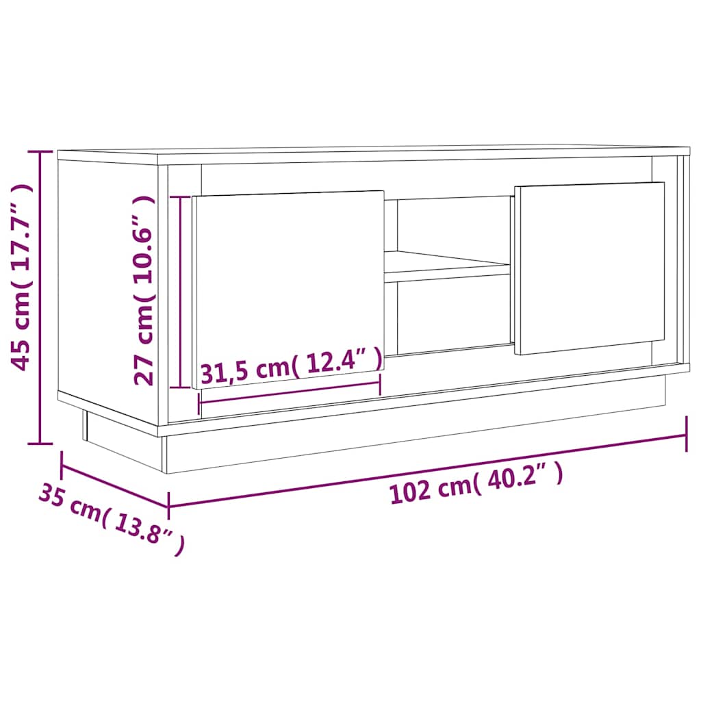 vidaXL TV Cabinet White 102x35x45 cm Engineered Wood