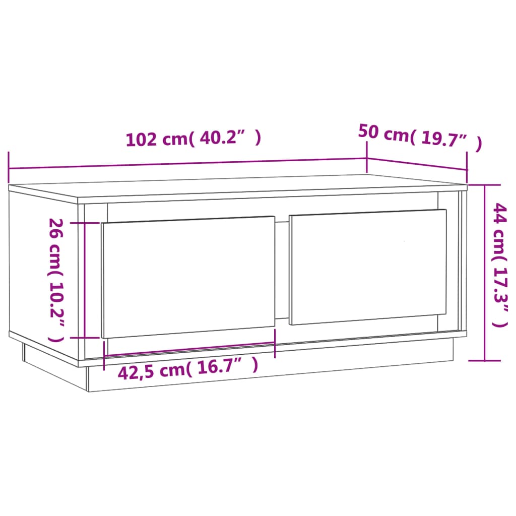 vidaXL Coffee Table Grey Sonoma 102x50x44 cm Engineered Wood