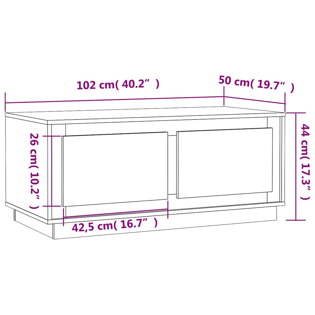 vidaXL Coffee Table Grey Sonoma 102x50x44 cm Engineered Wood
