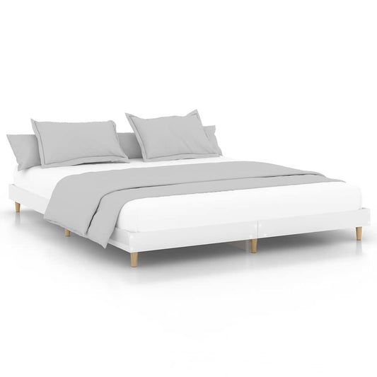 vidaXL Bed Frame without Mattress High Gloss White 200x200 cm