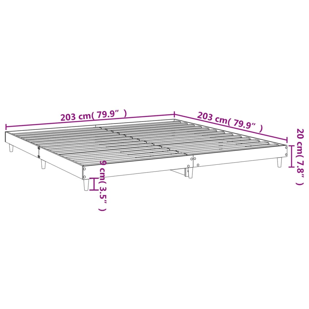 vidaXL Bed Frame without Mattress Smoked Oak 200x200 cm Engineered Wood