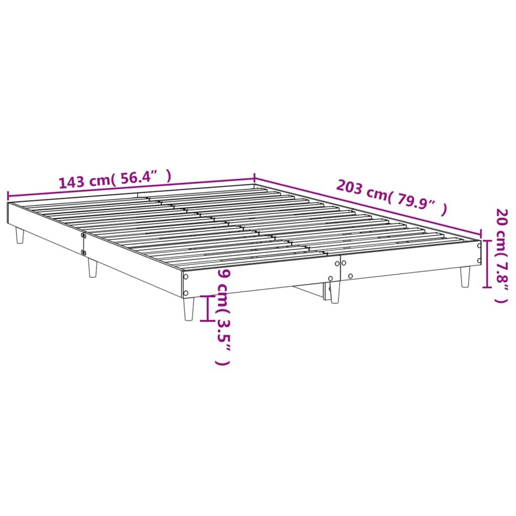 vidaXL Bed Frame without Mattress Smoked Oak 140x200 cm Engineered Wood