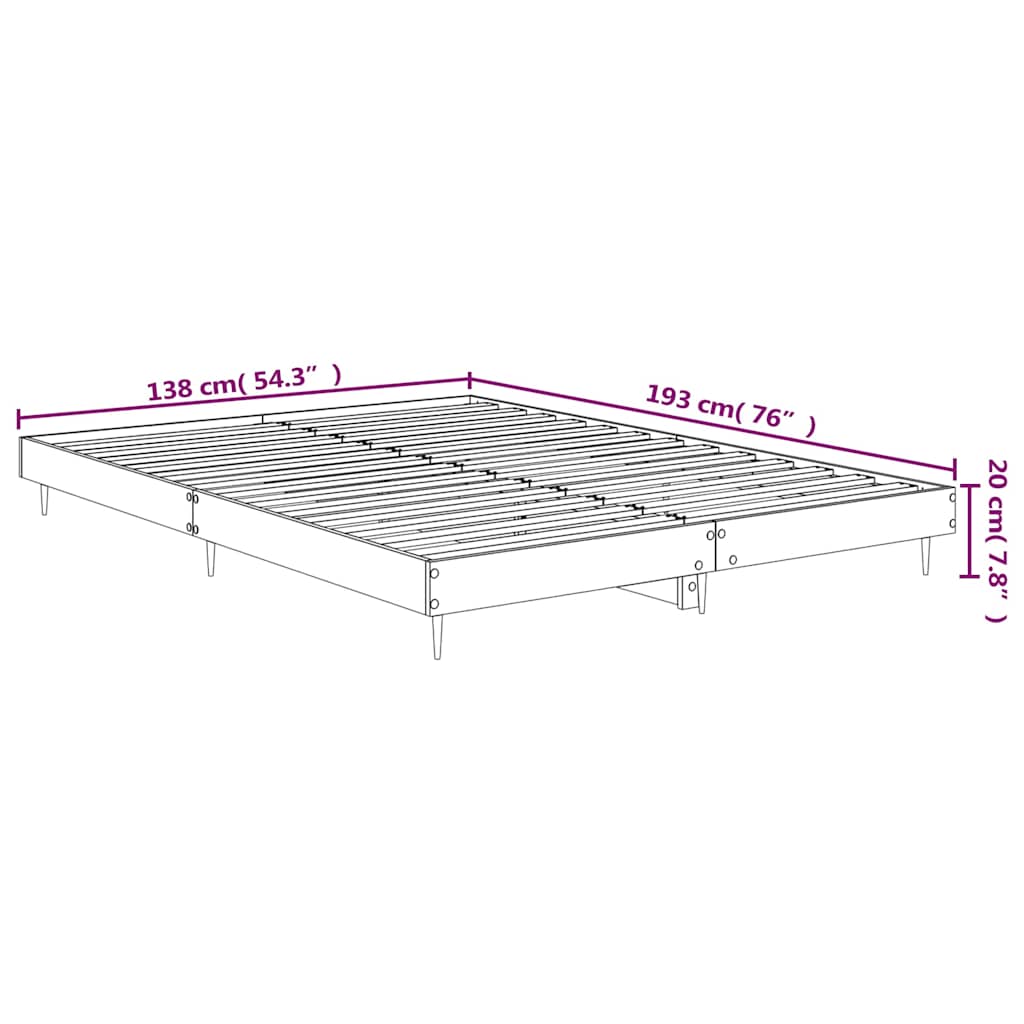 vidaXL Bed Frame without Mattress High Gloss White 135x190 cm