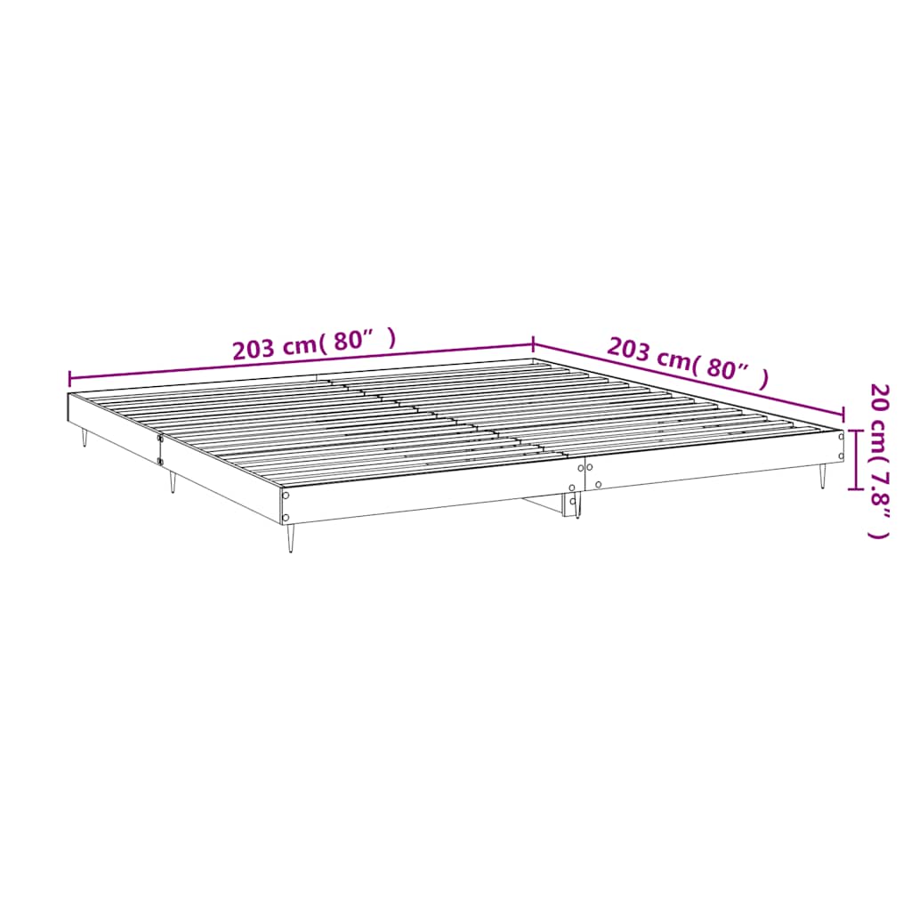 vidaXL Bed Frame without Mattress Grey Sonoma 200x200 cm