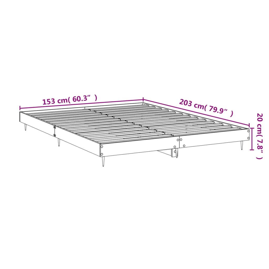 vidaXL Bed Frame without Mattress White 150x200 cm Engineered Wood