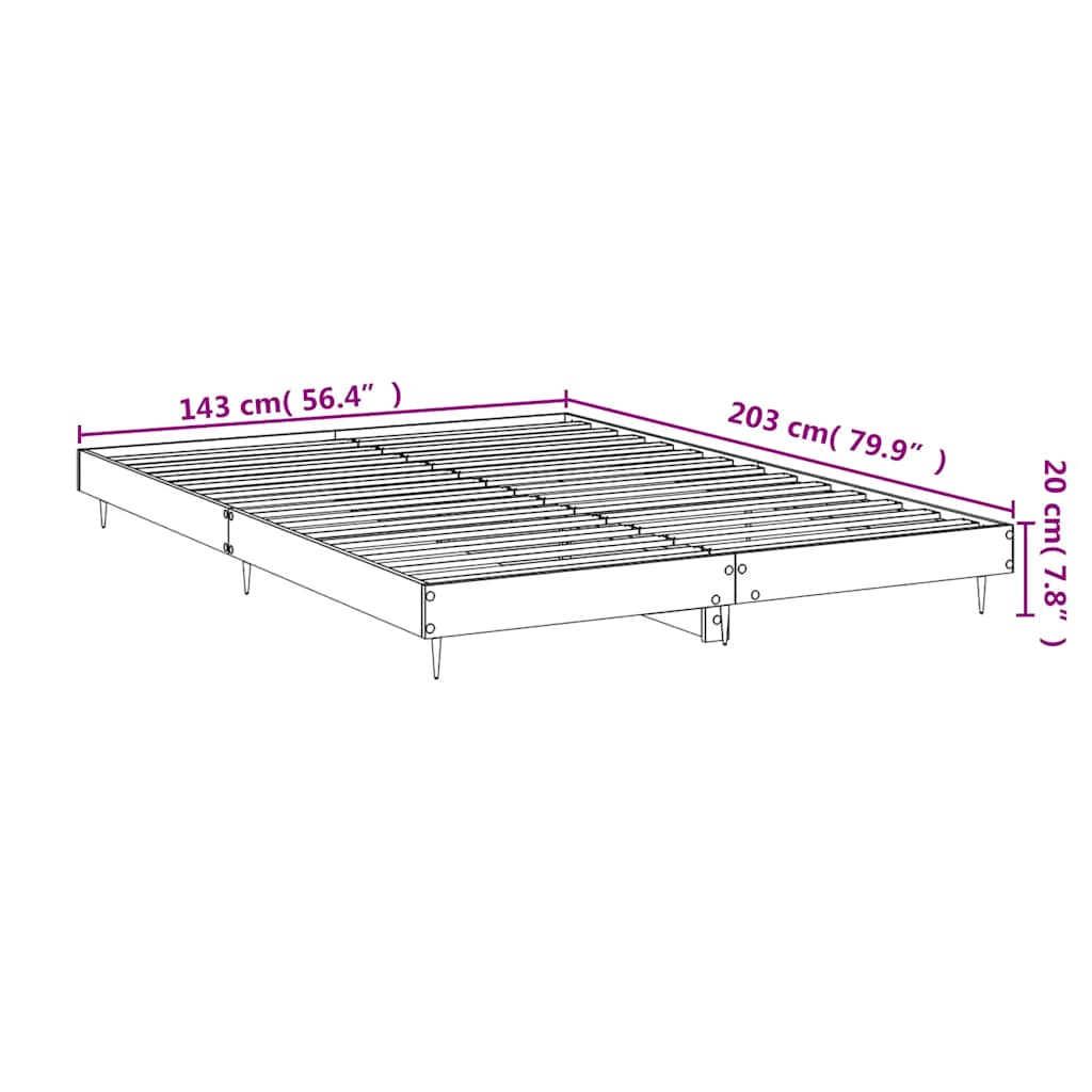 vidaXL Bed Frame without Mattress Grey Sonoma 140x200 cm