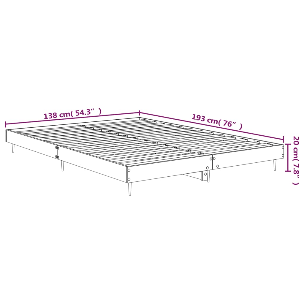 vidaXL Bed Frame without Mattress White 135x190 cm Engineered Wood