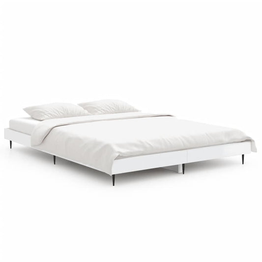vidaXL Bed Frame without Mattress High Gloss White 135x190 cm