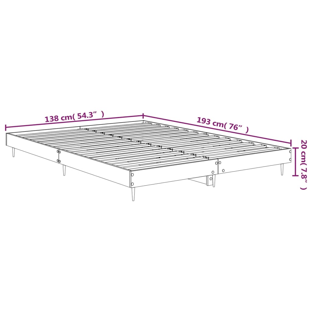 vidaXL Bed Frame without Mattress High Gloss White 135x190 cm