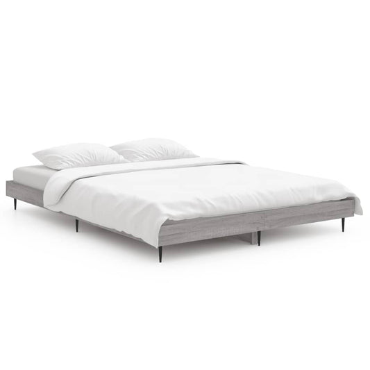 vidaXL Bed Frame without Mattress Grey Sonoma 135x190 cm Engineered Wood