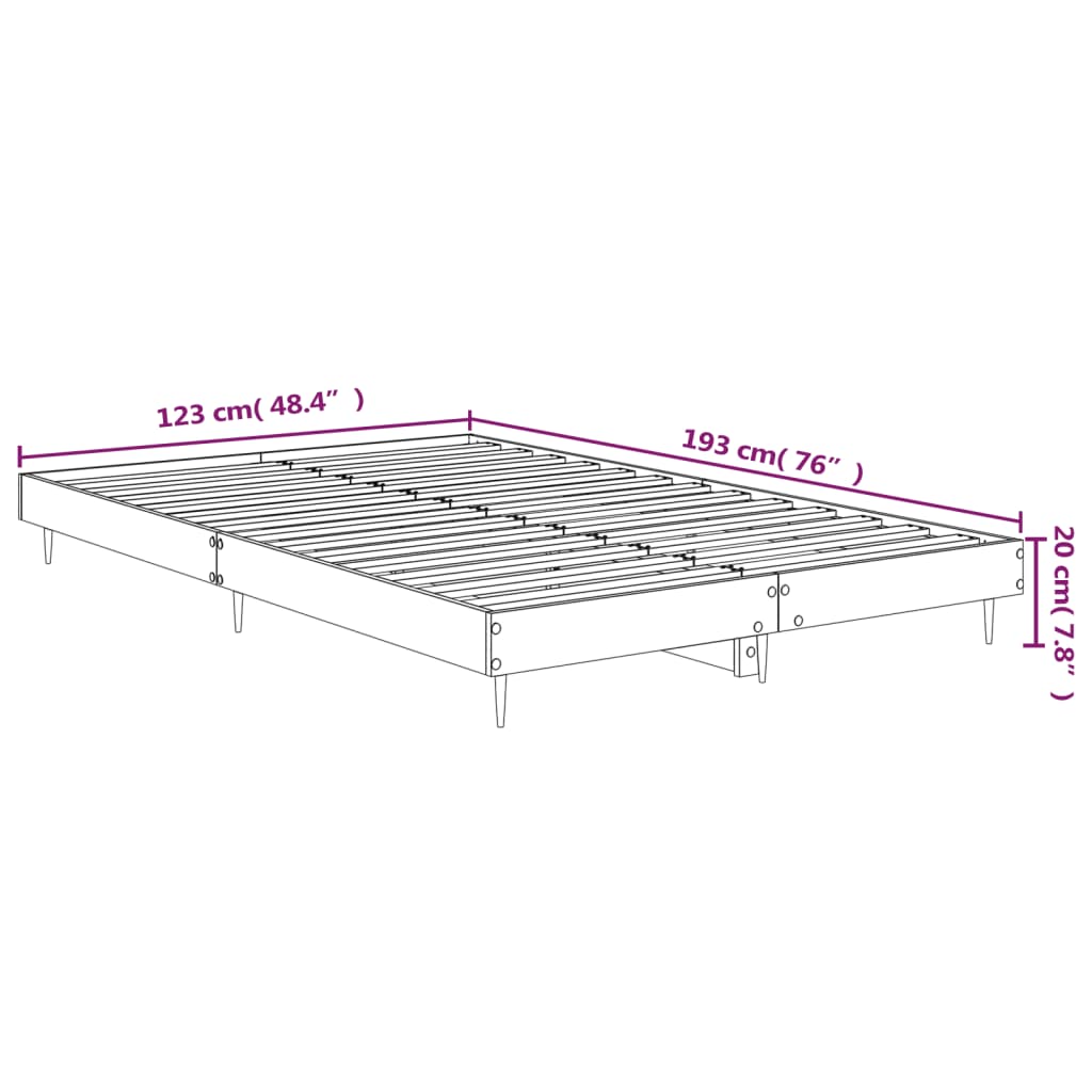 vidaXL Bed Frame without Mattress Concrete Grey 120x190 cm Small Double
