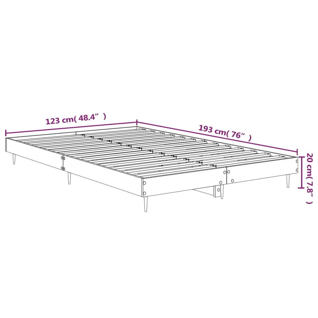 vidaXL Bed Frame without Mattress Grey Sonoma 120x190 cm Engineered Wood