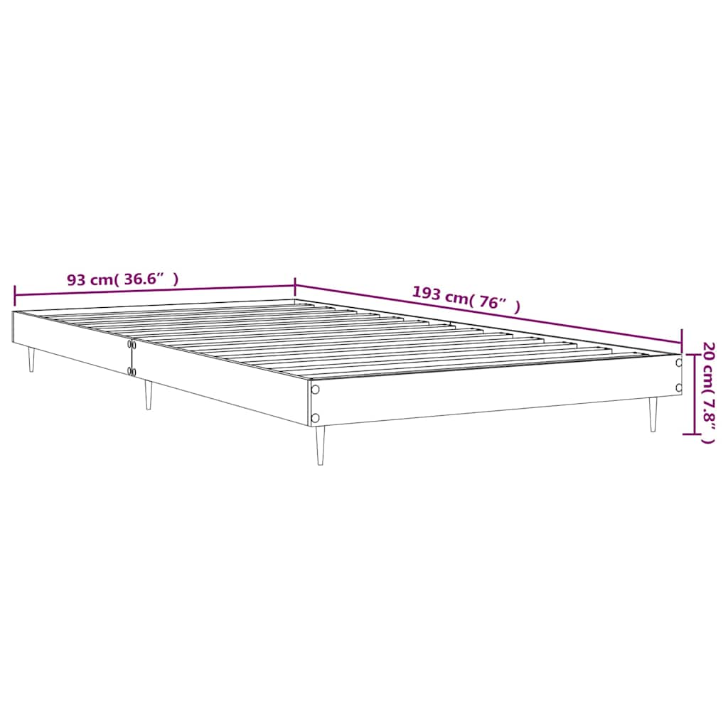 vidaXL Bed Frame without Mattress Concrete Grey 90x190 cm Single