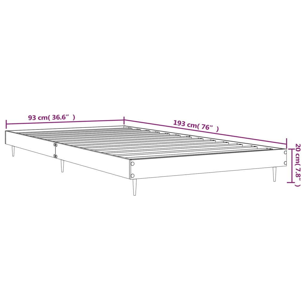 vidaXL Bed Frame without Mattress Smoked Oak 90x190 cm Single Engineered Wood