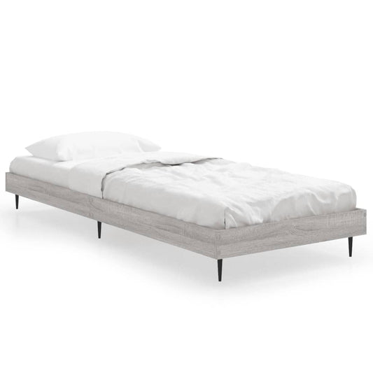 vidaXL Bed Frame without Mattress Grey Sonoma 75x190 cm Small Single Engineered Wood