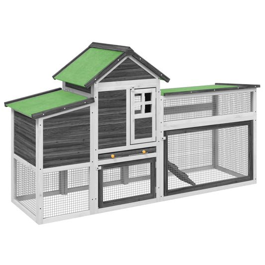 vidaXL Chicken Coop Grey 186,5x58,5x113 cm Solid Wood Pine