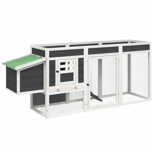 vidaXL Chicken Coop Grey 204x50x84 cm Solid Wood Pine