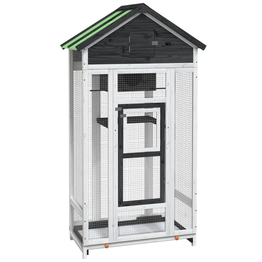 vidaXL Bird House Grey 91,5x53x170 cm Solid Wood Pine
