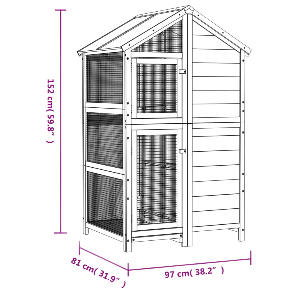 vidaXL Bird House Brown 97x81x152 cm Solid Wood Pine