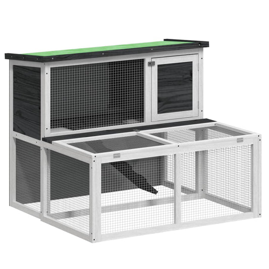 vidaXL Rabbit Hutch Grey 102x90x84,5 cm Solid Wood Pine