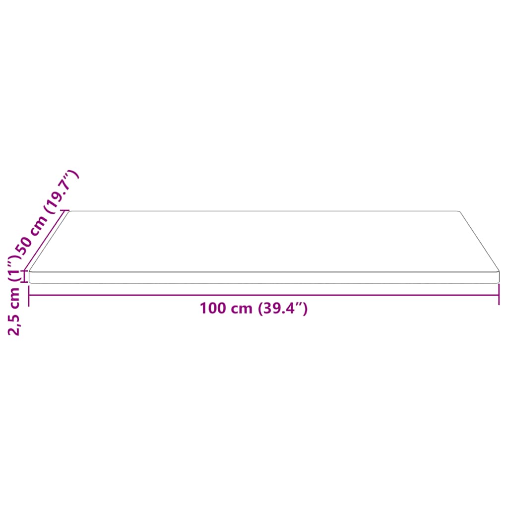 vidaXL Table Top White 100x50x2,5 cm Solid Wood Pine Rectangular