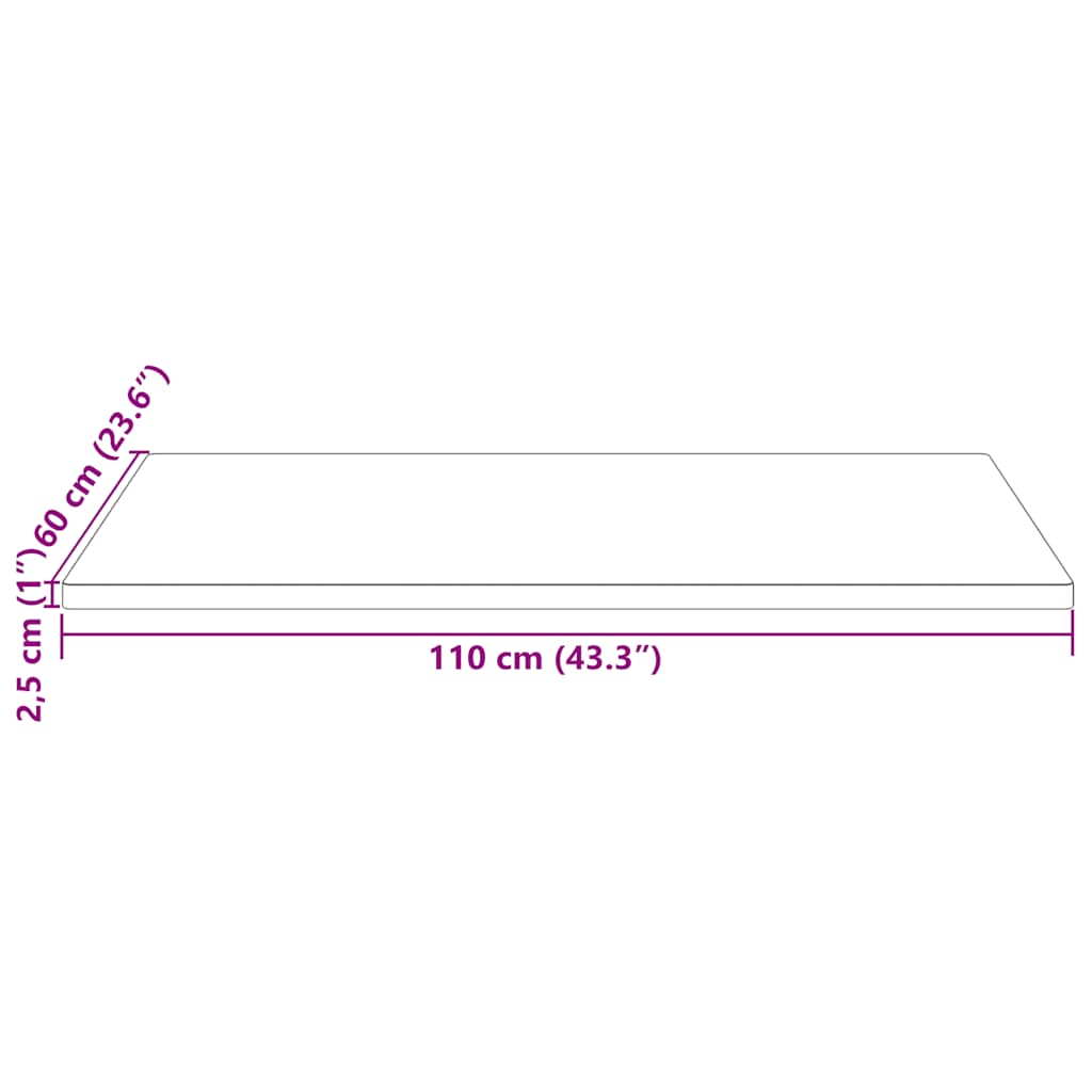 vidaXL Table Top | White | Solid pine wood | 110 x 60 cm