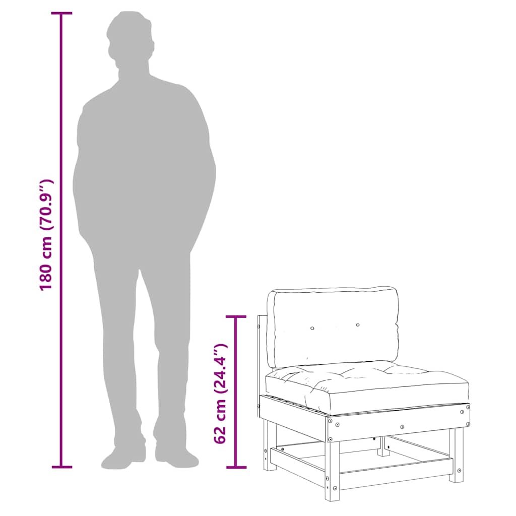 vidaXL Middle Sofa | Grey | Solid pine wood, Oxford fabric, PP cotton | Standard