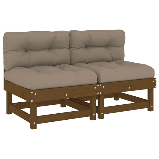 vidaXL Middle Sofa | Honey brown, Taupe