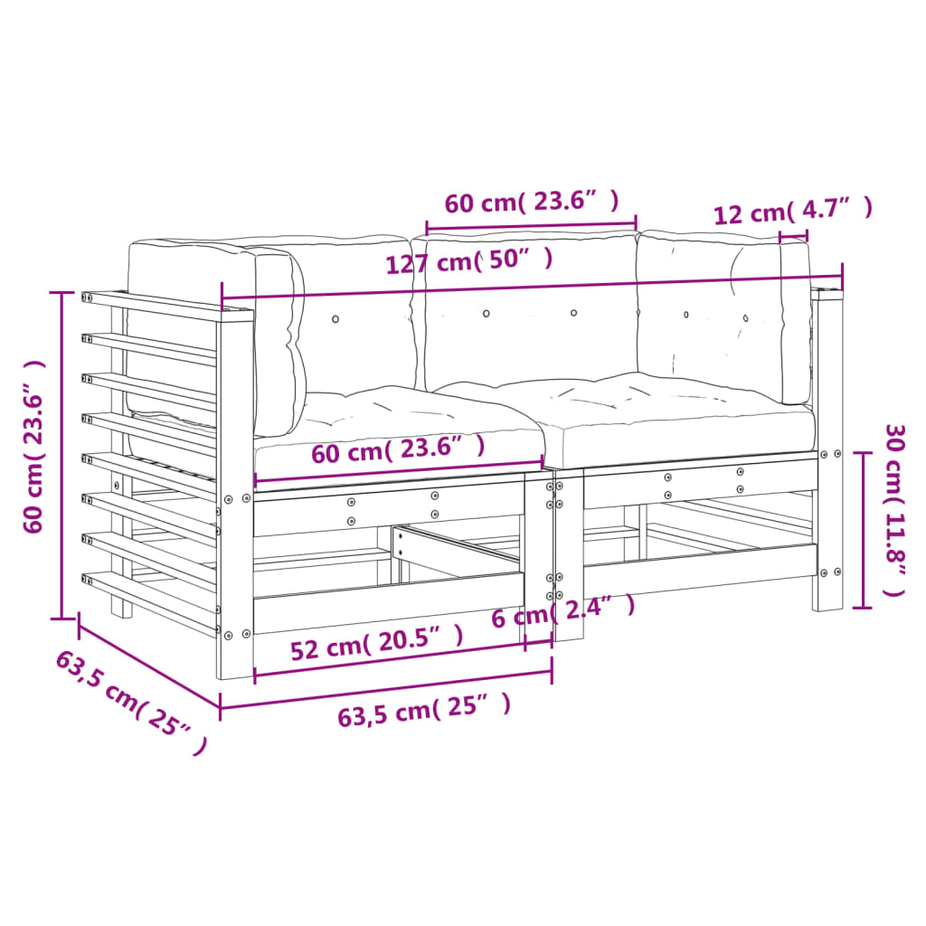 vidaXL Corner Sofas with Cushions 2 pcs Grey Solid Wood Pine