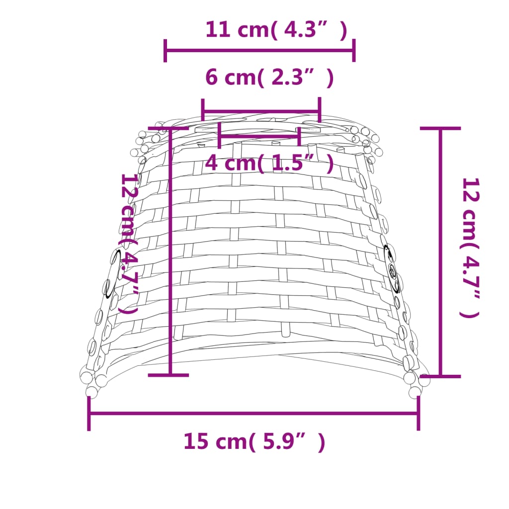 vidaXL Ceiling Lamp Shade White Ø15x12 cm Wicker