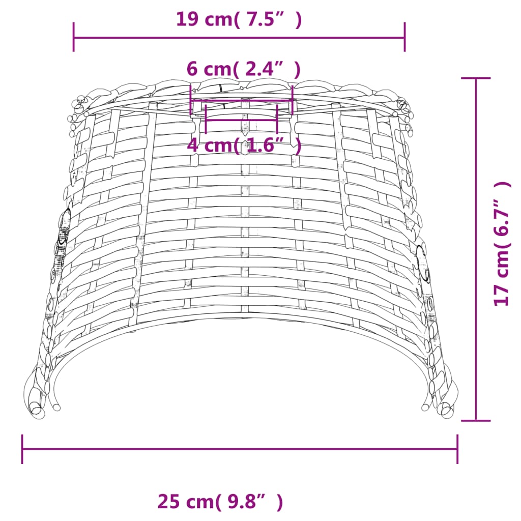 vidaXL Ceiling Lamp Shade Brown Ø25x17 cm Wicker