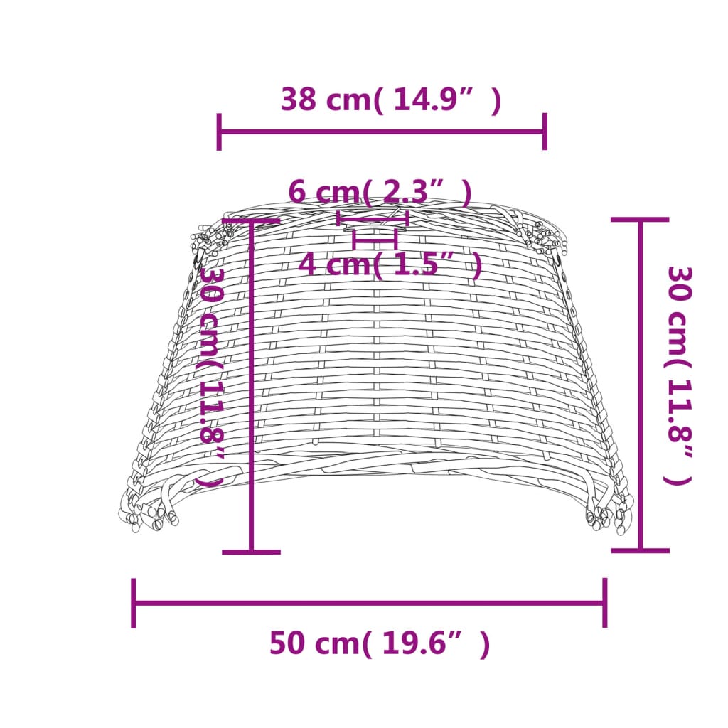 vidaXL Ceiling Lamp Shade Brown Ø50x30 cm Wicker