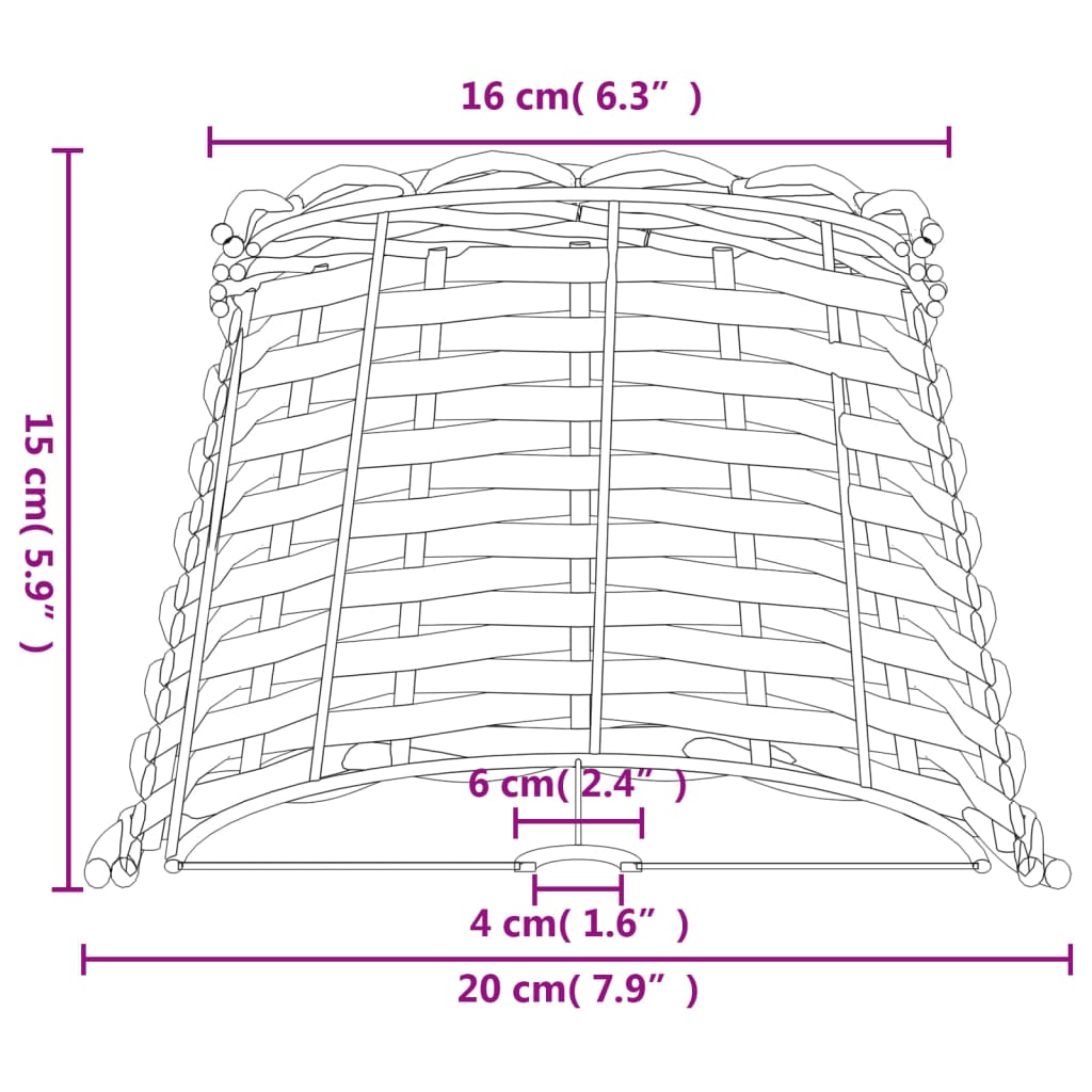 vidaXL Lamp Shade Brown Ø20x15 cm Wicker