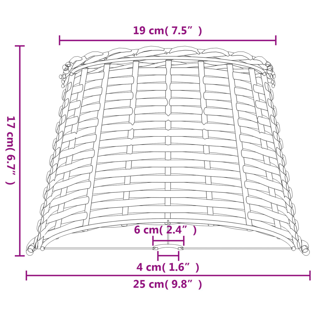 vidaXL Lamp Shade Brown Ø25x17 cm Wicker