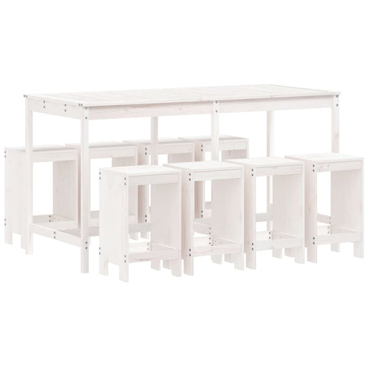 vidaXL Garden Bar Set | White | Solid Pine Wood | Large | Seats up to Many