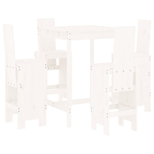 vidaXL 5 Piece Garden Bar Set White Solid Wood Pine
