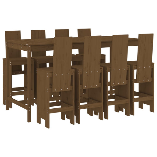 vidaXL Garden Bar Set | Honey brown | Solid pine wood | Fits 8 people | Footrest
