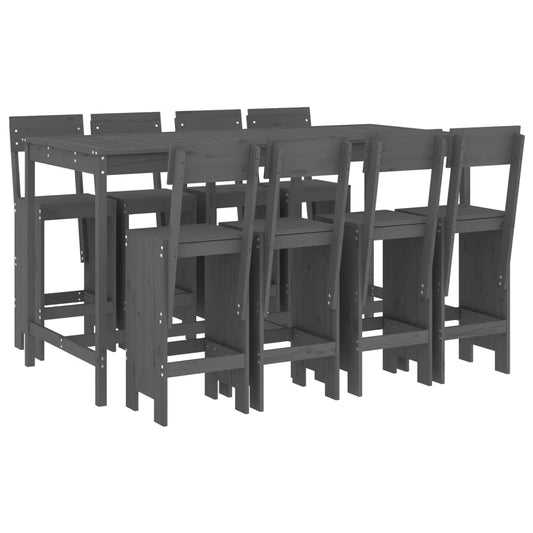 vidaXL Garden Bar Set | Grey | Solid pine wood | Large | Footrest