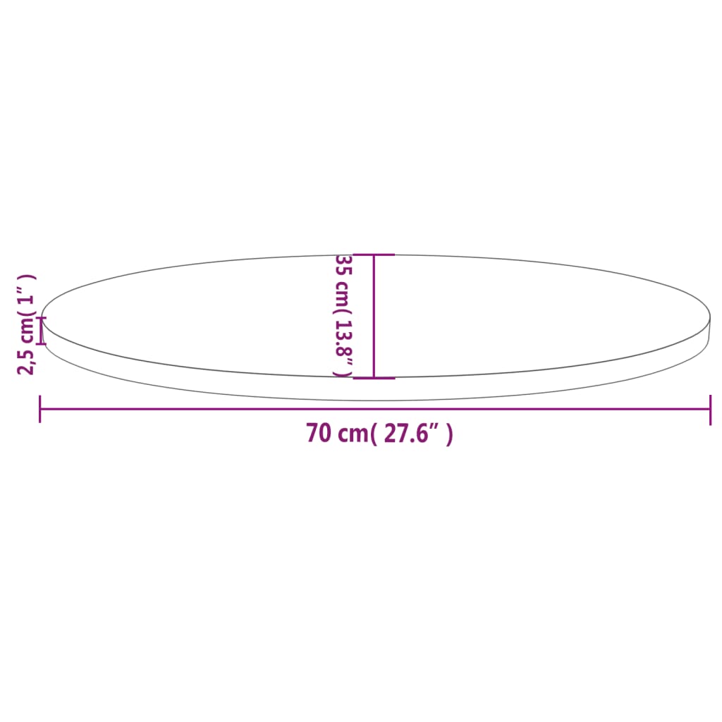 vidaXL Table Top | Natural Pine | Solid Pine Wood | 70 x 35 cm | Durable