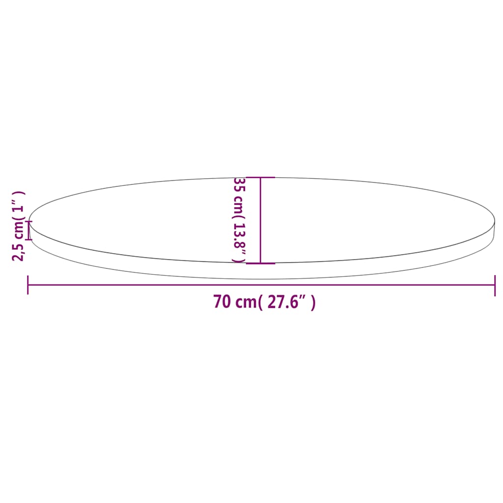 vidaXL Table Top 70x35x2,5 cm Solid Wood Pine Oval