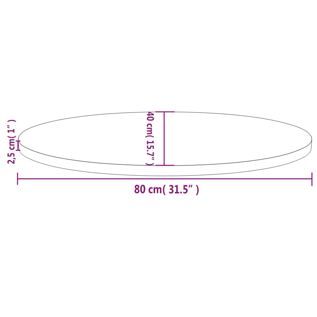 vidaXL Table Top White 80x40x2,5 cm Solid Wood Pine Oval