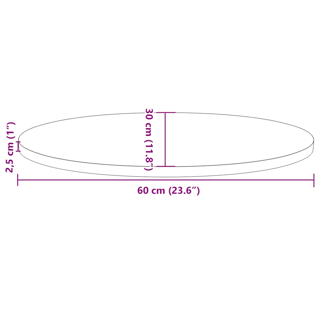 vidaXL Table Top White 60x30x2.5 cm Solid Wood Pine Oval