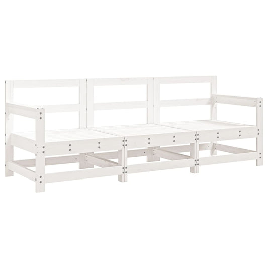 vidaXL 3 Piece Garden Lounge Set White Solid Wood Pine