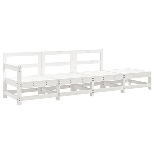 vidaXL 4 Piece Garden Lounge Set White Solid Wood Pine