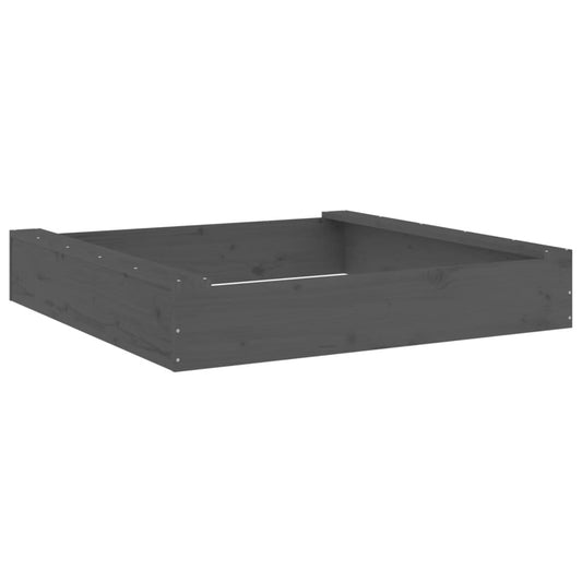 vidaXL Sandbox with Seats Grey Square Solid Wood Pine