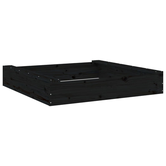 vidaXL Sandbox with Seats Black Square Solid Wood Pine